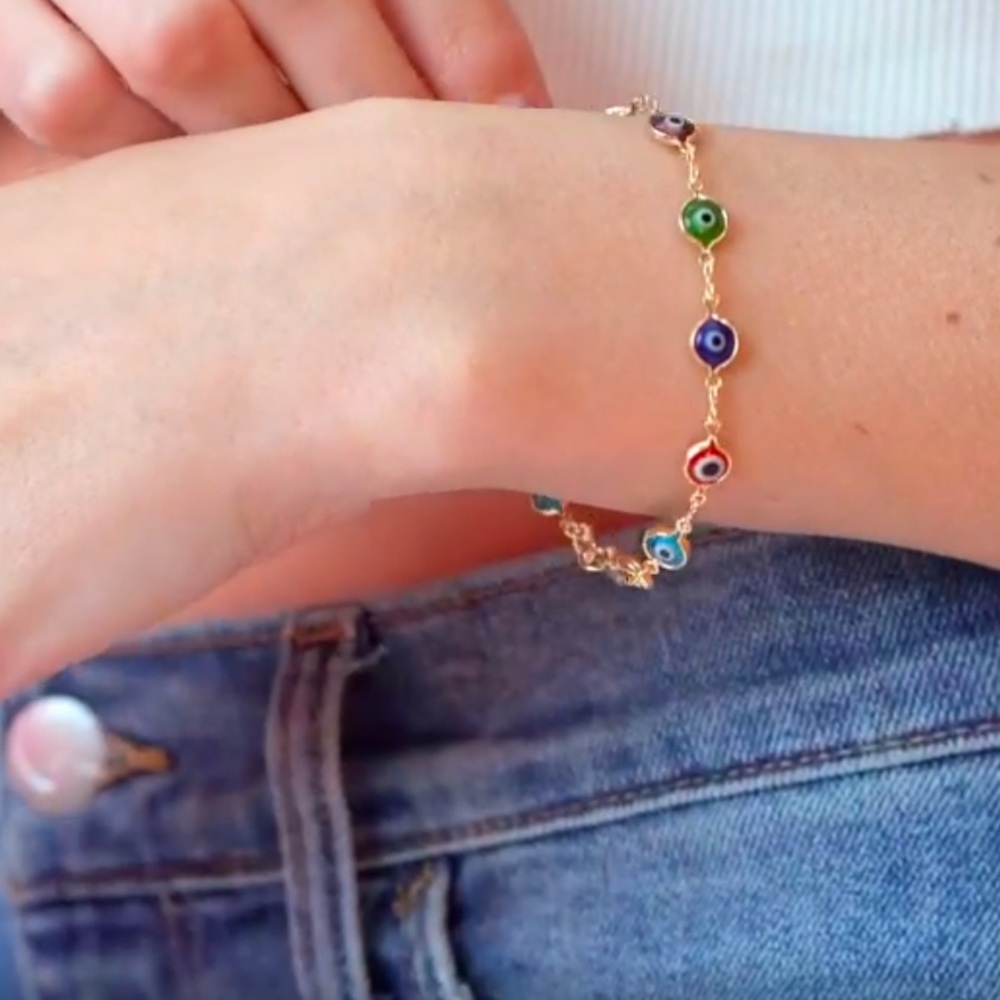 18K Gold-Plated Evil Eye Bracelet 🧿 Kaleidoscope